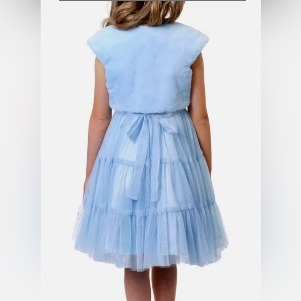 Jona Michelle Sky Blue Tulle Dress with Bow - Picture 2 of 6